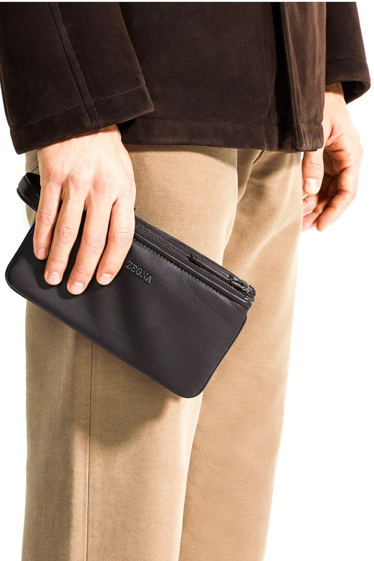 Zegna Second Skin Leather Pouch