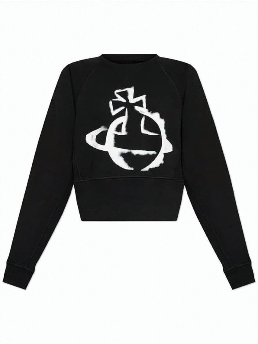 Vivienne Westwood Long-Sleeved Cropped Sweatshirt With Bold Abstract Graphic