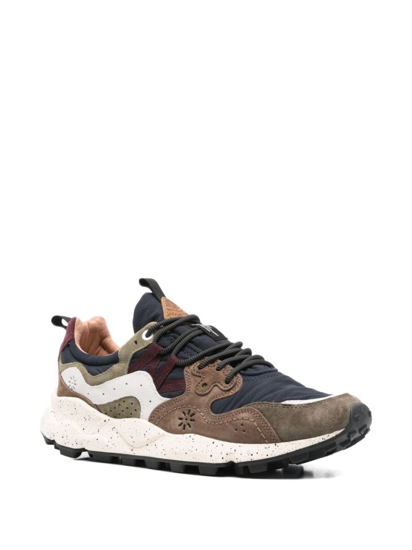 Flower Mountain Multi-Tone Calfskin Sneakers With Cushioned Interior