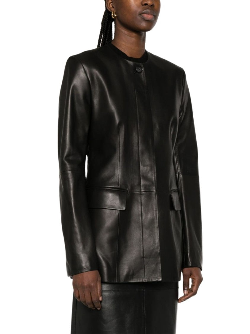 Totême Lamb Leather Collarless Structured Jacket