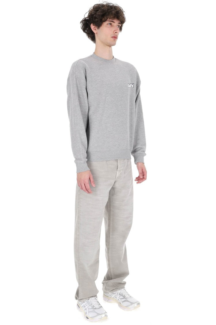 Autry Grey Central Logo Cotton Crewneck Sweatshirt
