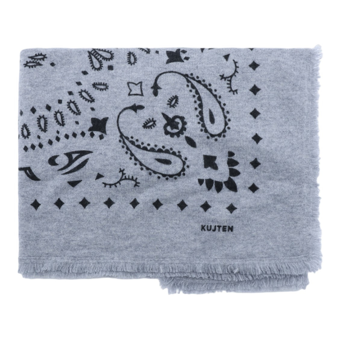 Kujiten Light Grey Paisley Geometric Scarf