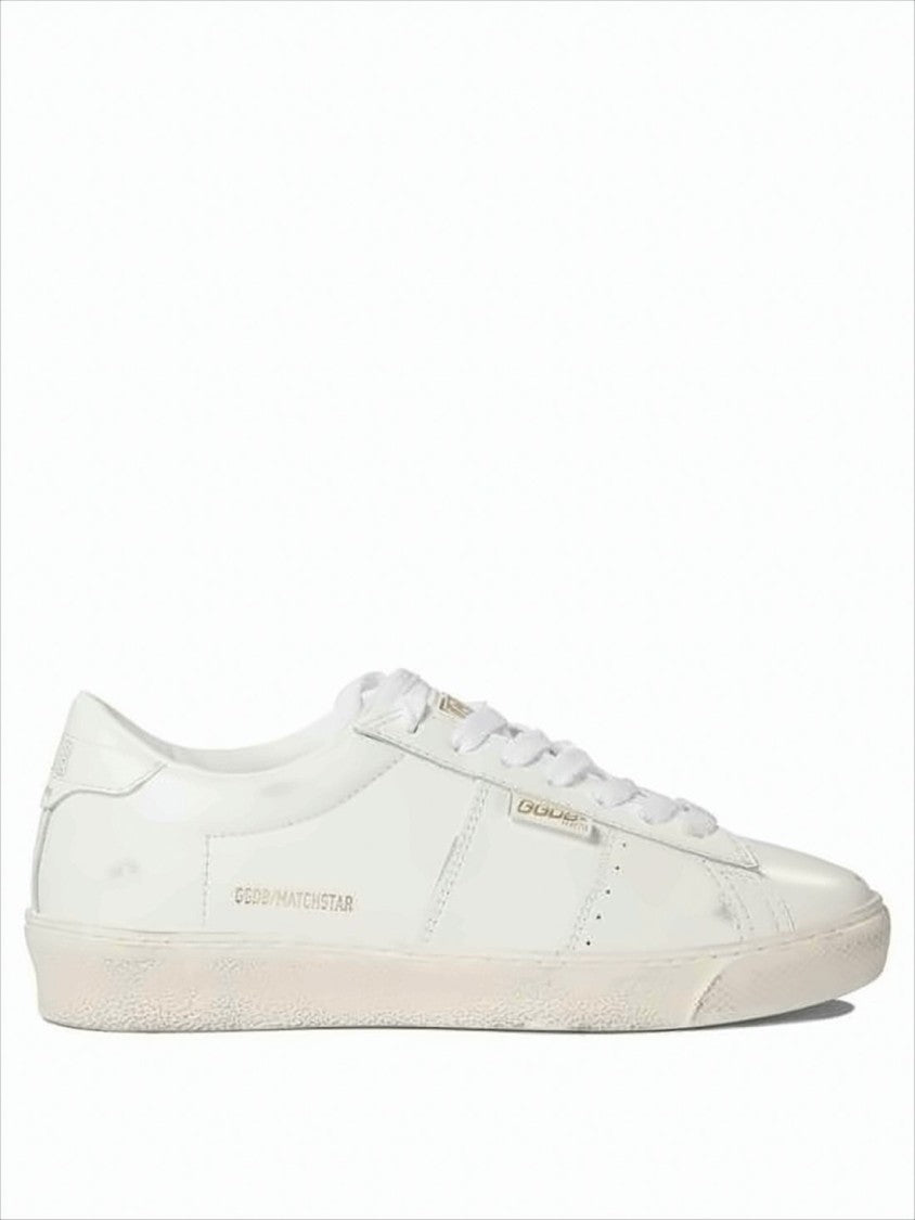 Golden Goose Low-Top Sneakers With Distressed Leather Finish And Gold Accents