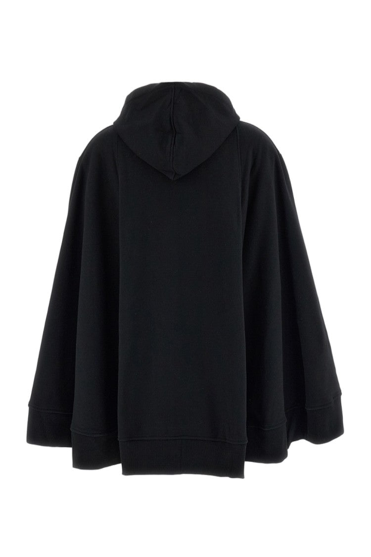 7 For All Mankind Black Brushed Cotton Zip-Up Oversized Hoodie