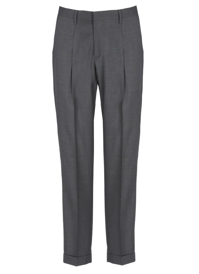 Briglia 1949 Grey Tiberios Wool Straight-Leg Pants