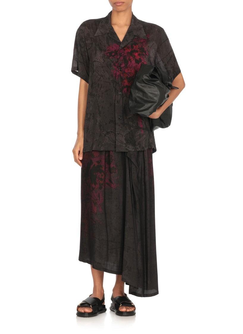 Y's Black Shirt With Pattern