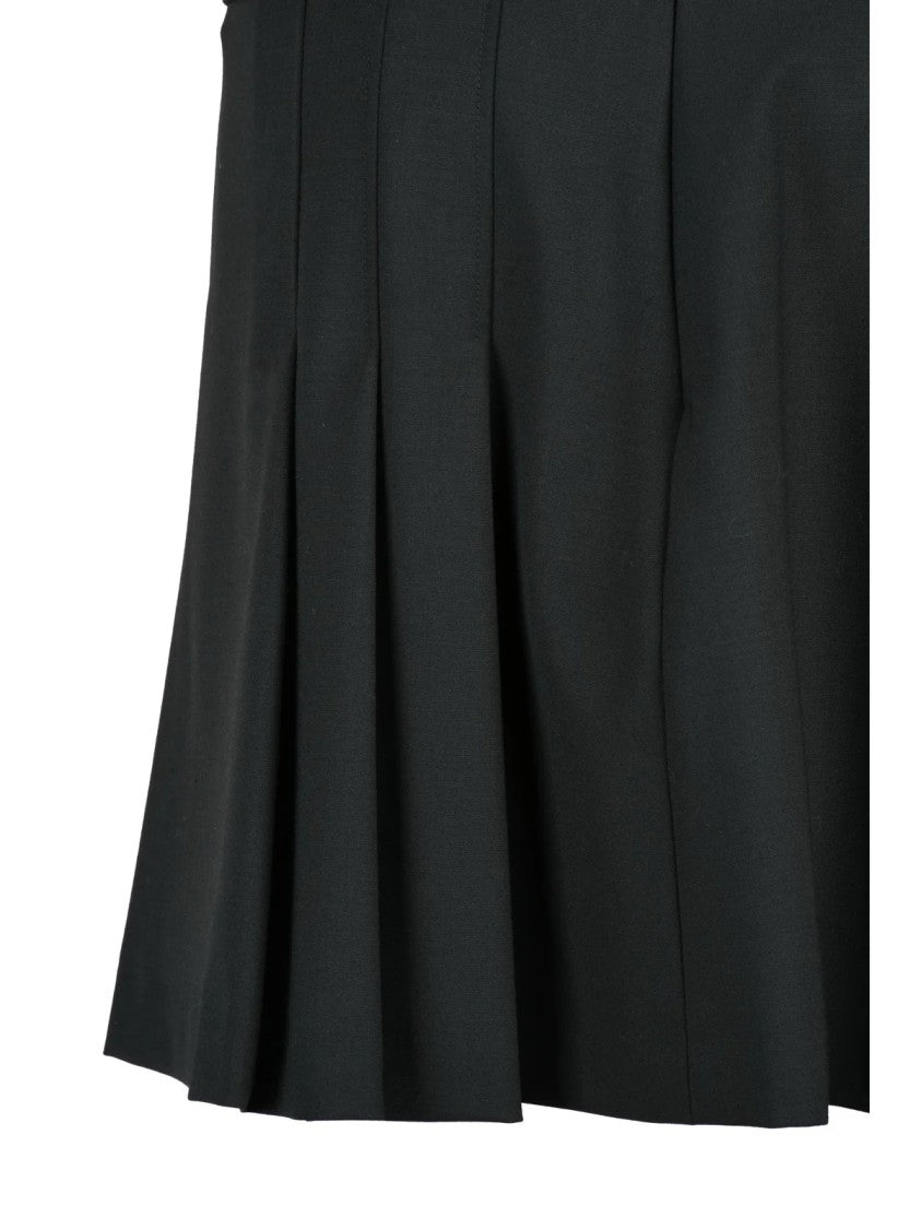 Marella Sport Pleated Black Mini Skirt With Tailored Waistband