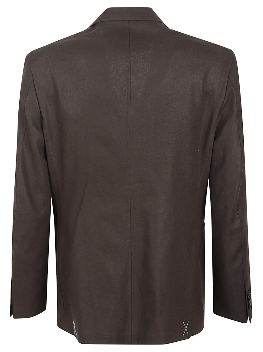 Zegna Double-Breasted Linen Jacket With Structured Silhouette