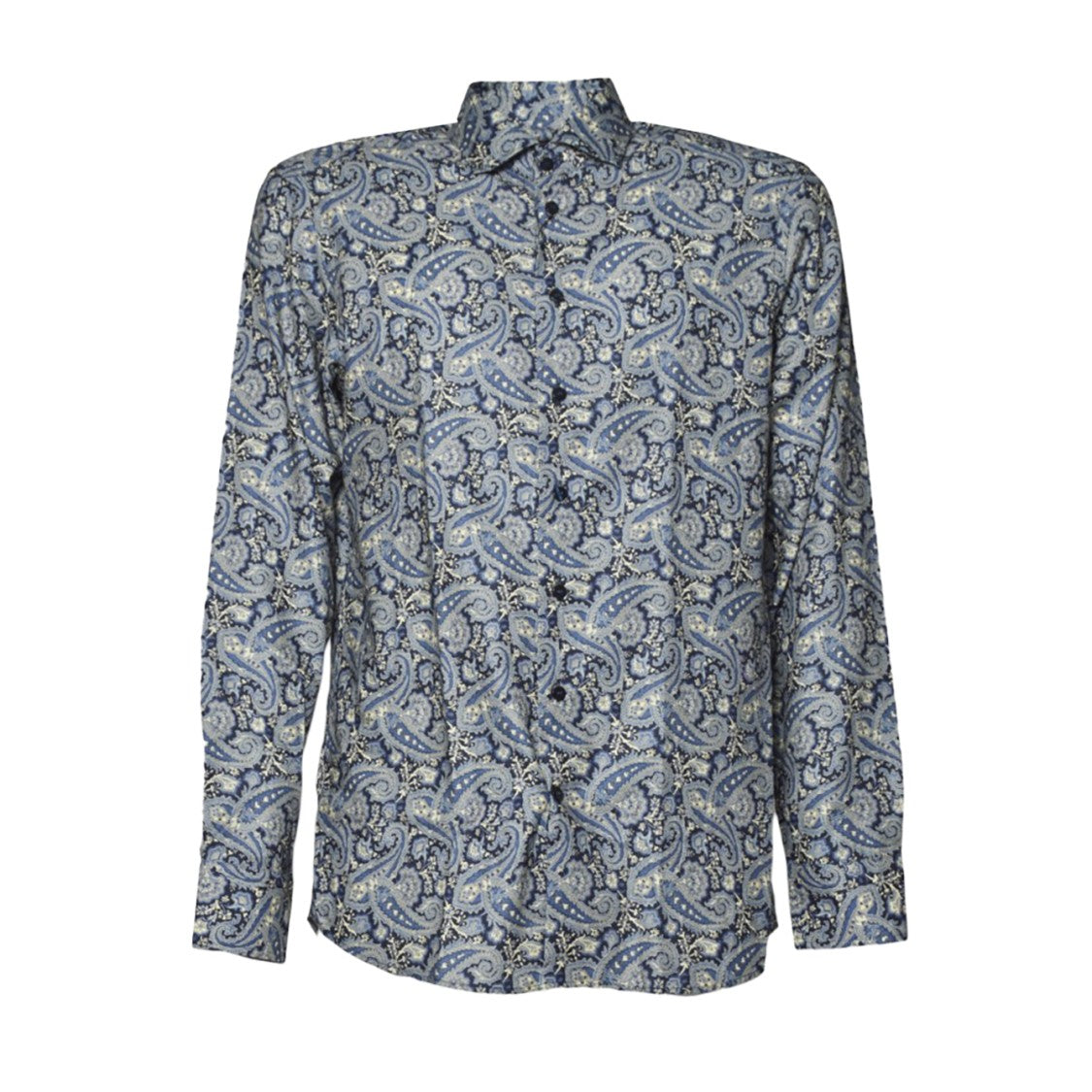 Etro Blue Cotton Shirt Floral Paisley Print