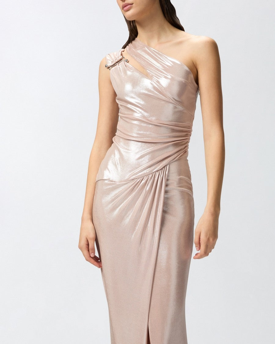 Pinko One-Shoulder Draped Dress With Side Slit