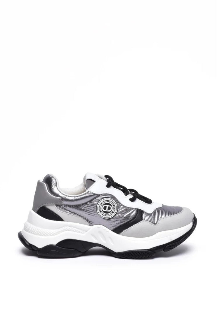 Twin-Set Silver Rubber Women's Rubber Running Sneakers