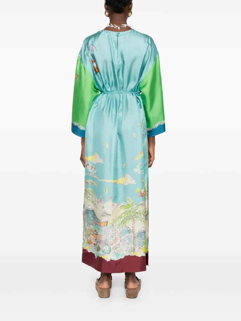 Alemais Daria Graphic-Print Silk Midi Dress