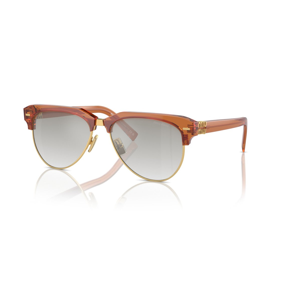 Miu Miu 0Mu 09Zs Translucent Amber Acetate Sunglasses