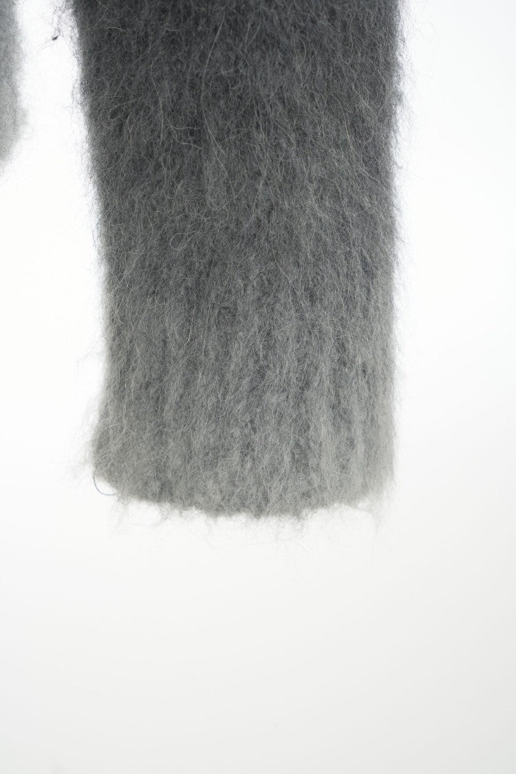 Amaranto Textured Grey Alpaca Cardigan With V-Neck