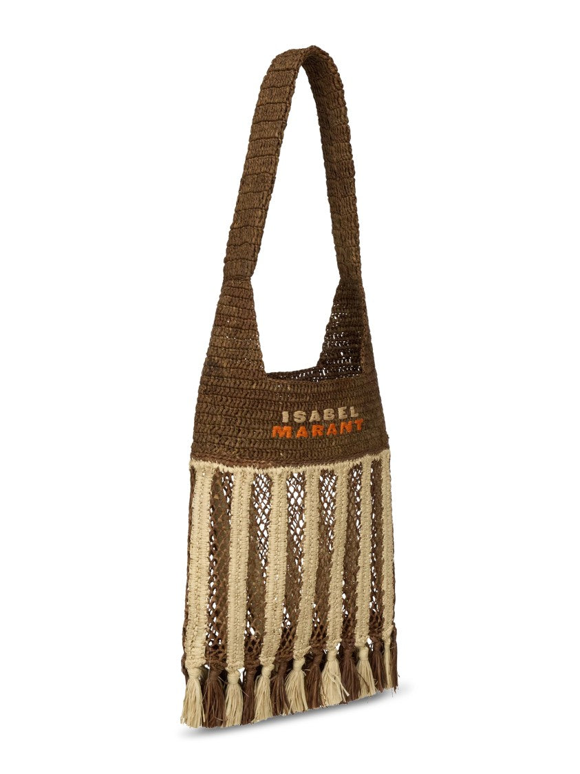 Isabel Marant Rectangular Raffia Bag With Decorative Tassels