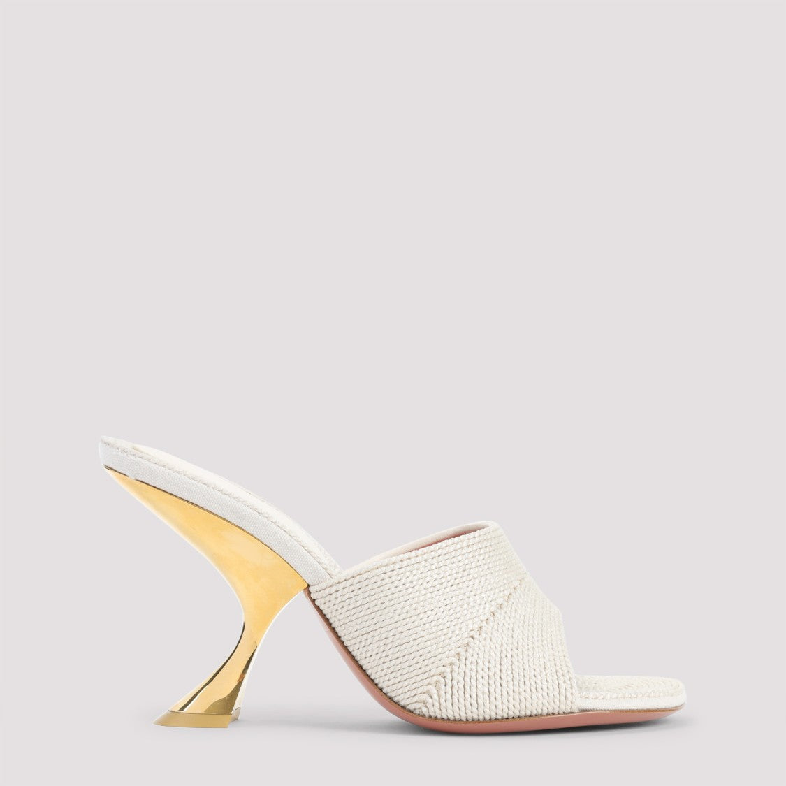 Amina Muaddi Textured Sandals With Gold Accented 9Cm Heel
