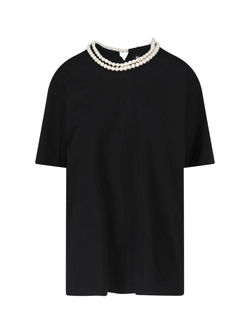 Junya Watanabe Black Pearl Adorned Cotton T-Shirt