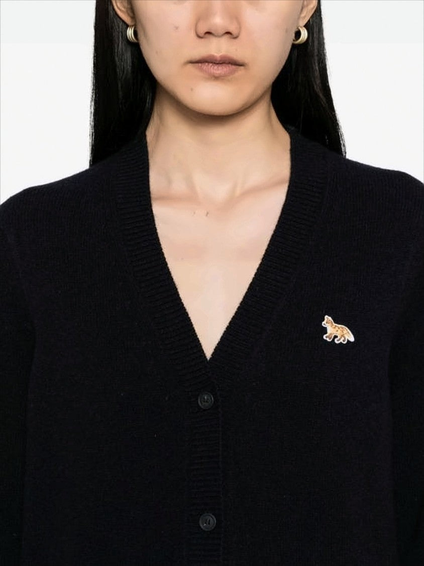 Maison Kitsuné Boxy Black Wool Cardigan