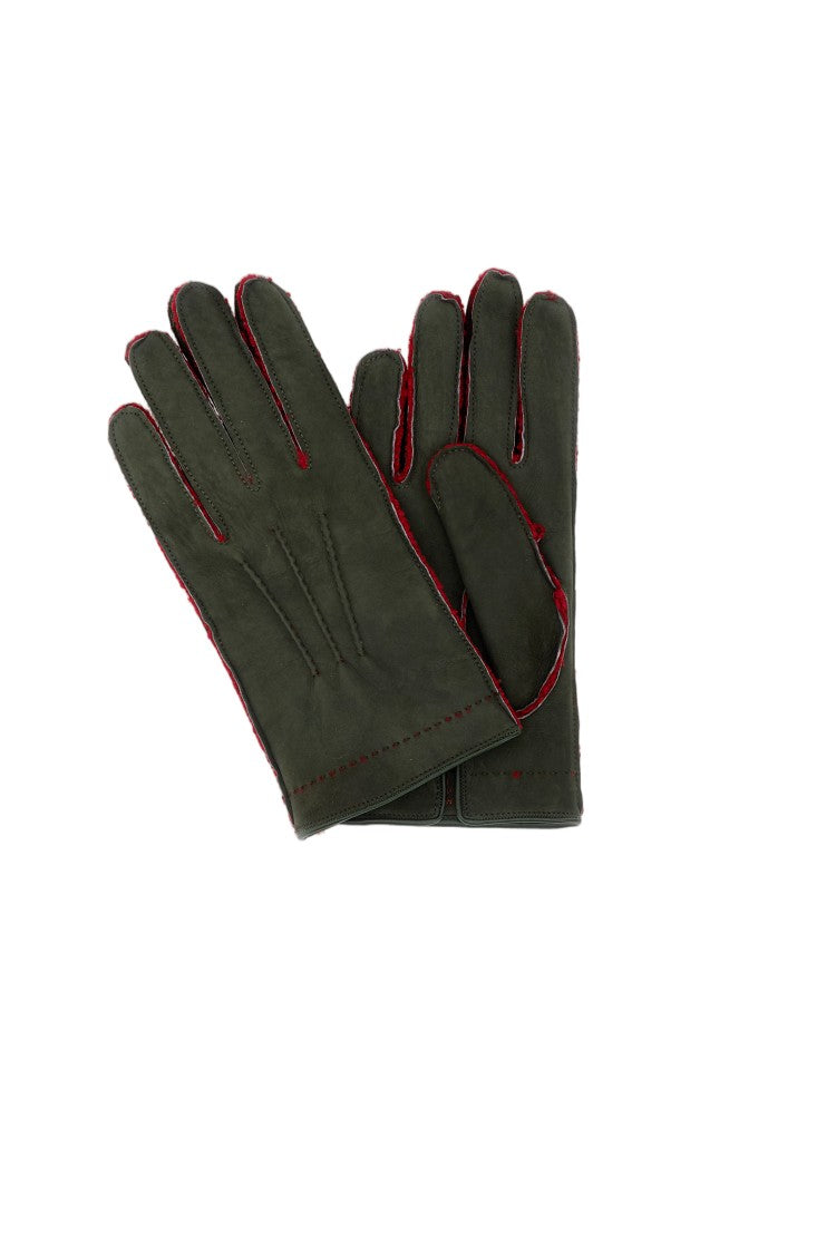 Mario Portolano Refined Deep Green Gloves With Contrasting Trim