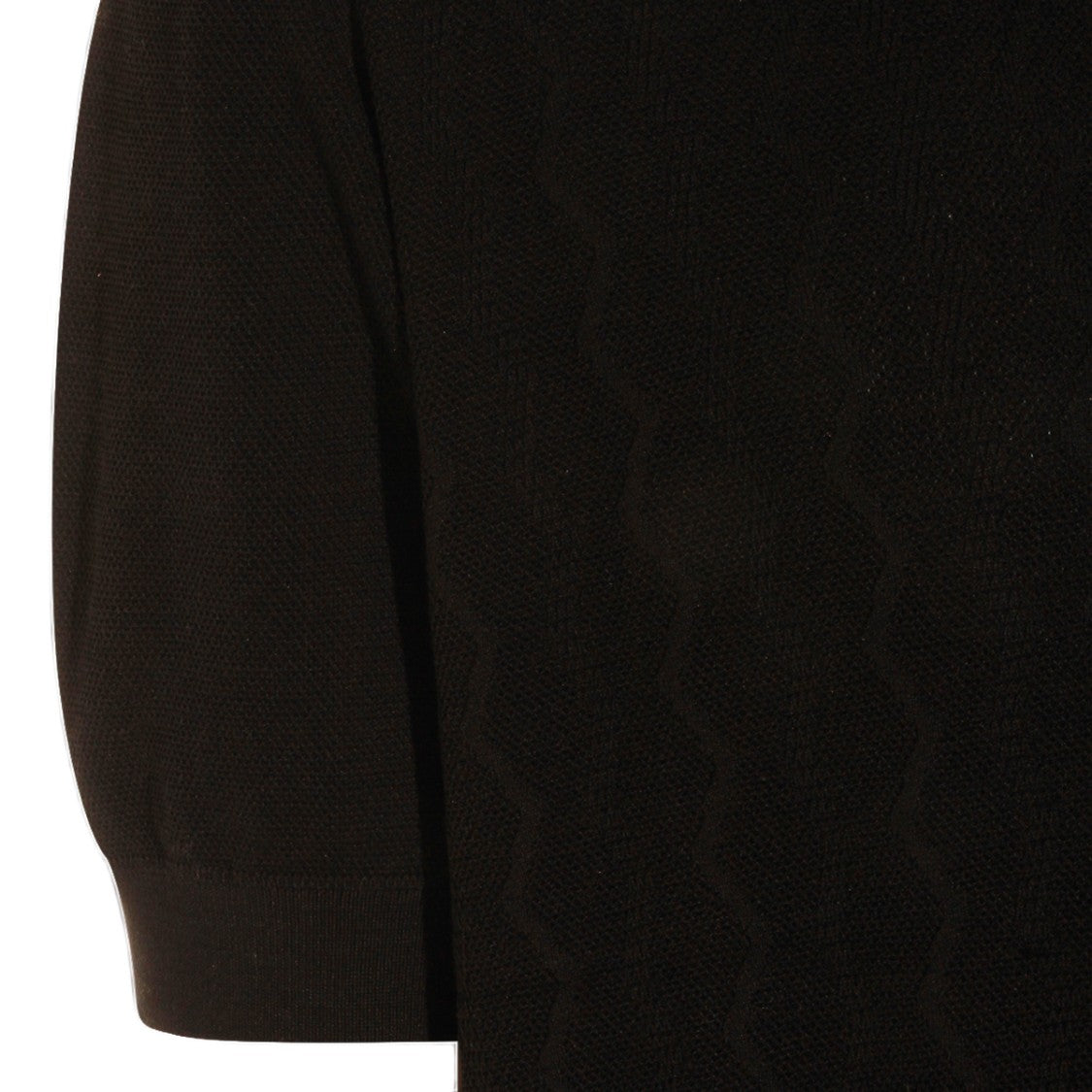 Piacenza Cashmere Short-Sleeved Black Knit Top With Textured Pattern