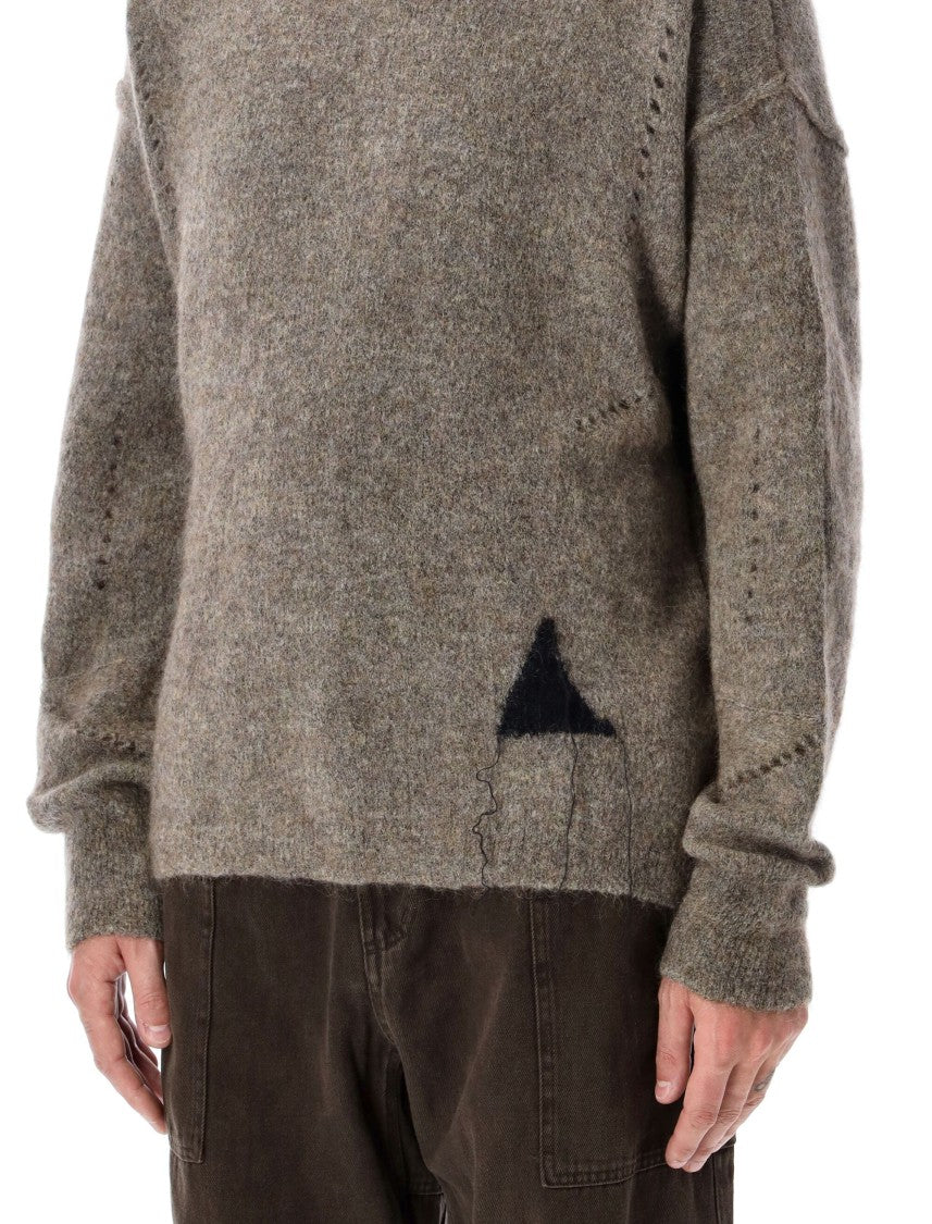 Roa Dropstitch Melange Mohair Intarsia Logo Oversized Sweater