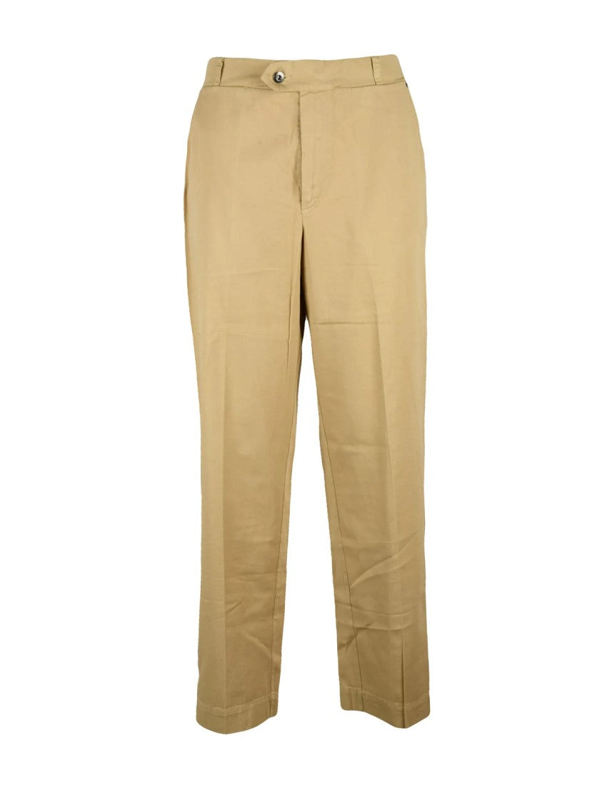 Mcw 3.2 Beige Straight-Leg Trousers With Elastic Waistband And Structured Finish
