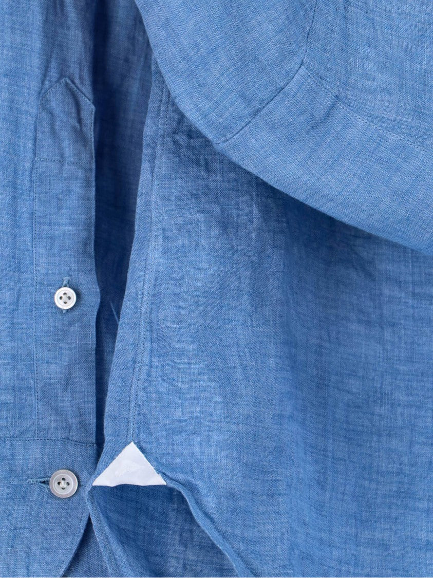Finamore Light Blue Gaeta Linen Shirt