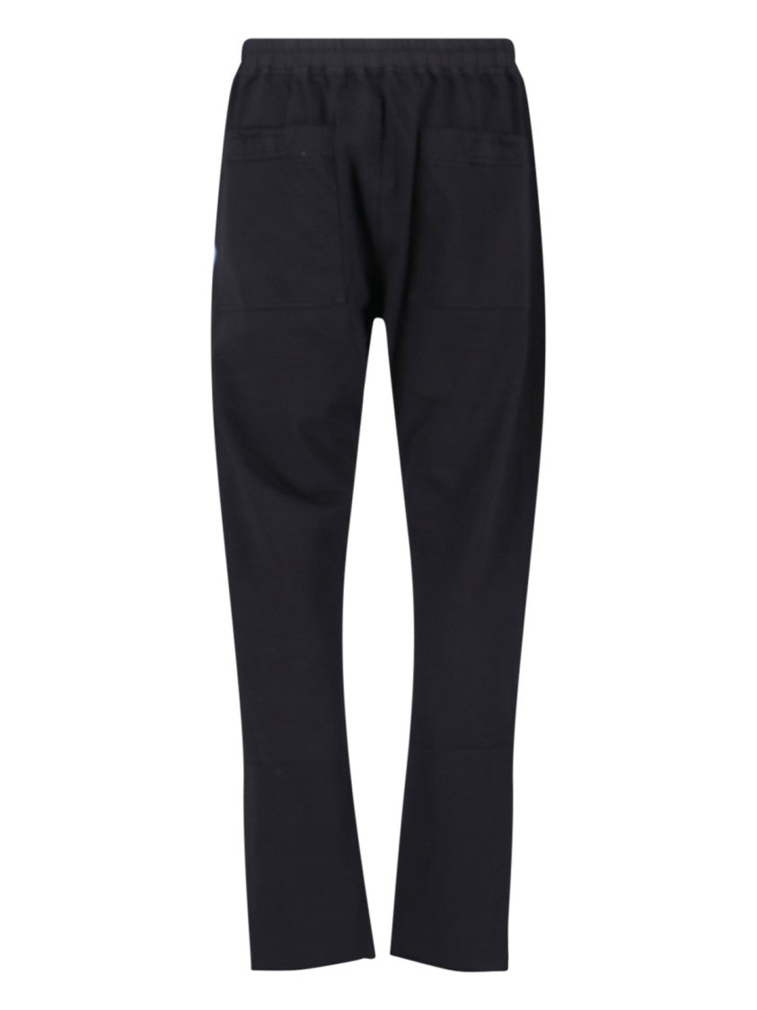 Drkshdw By Rick Owens Black Cotton Joggers With Mid-Rise Waist And Horn Button Details