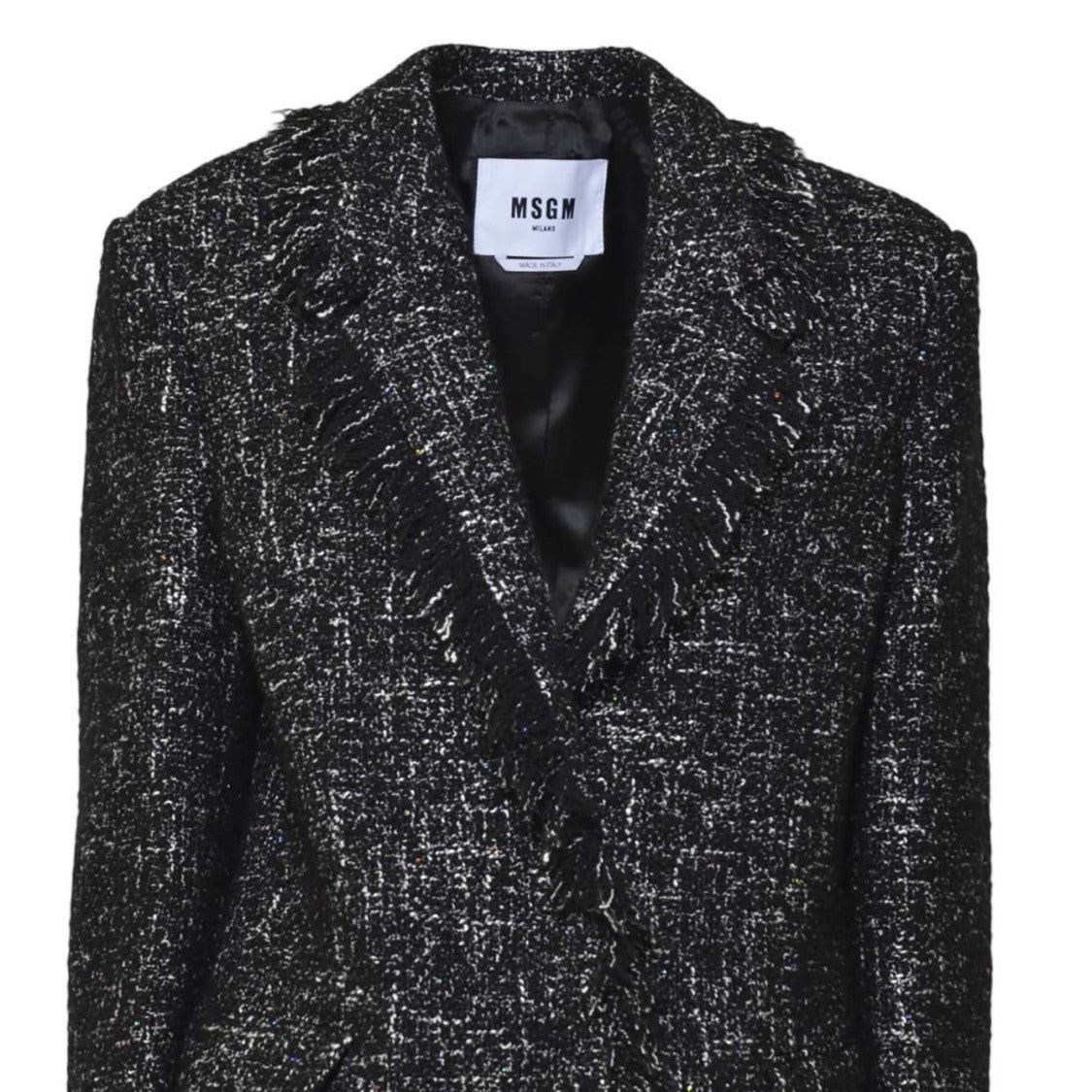 Msgm Tailored Textured Jacket With Frayed Edges