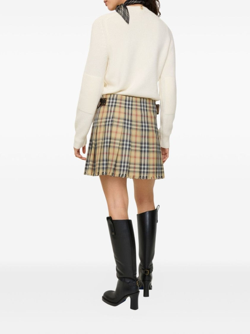 Burberry Wool Mini Skirt-Style Shorts With Tartan Pattern