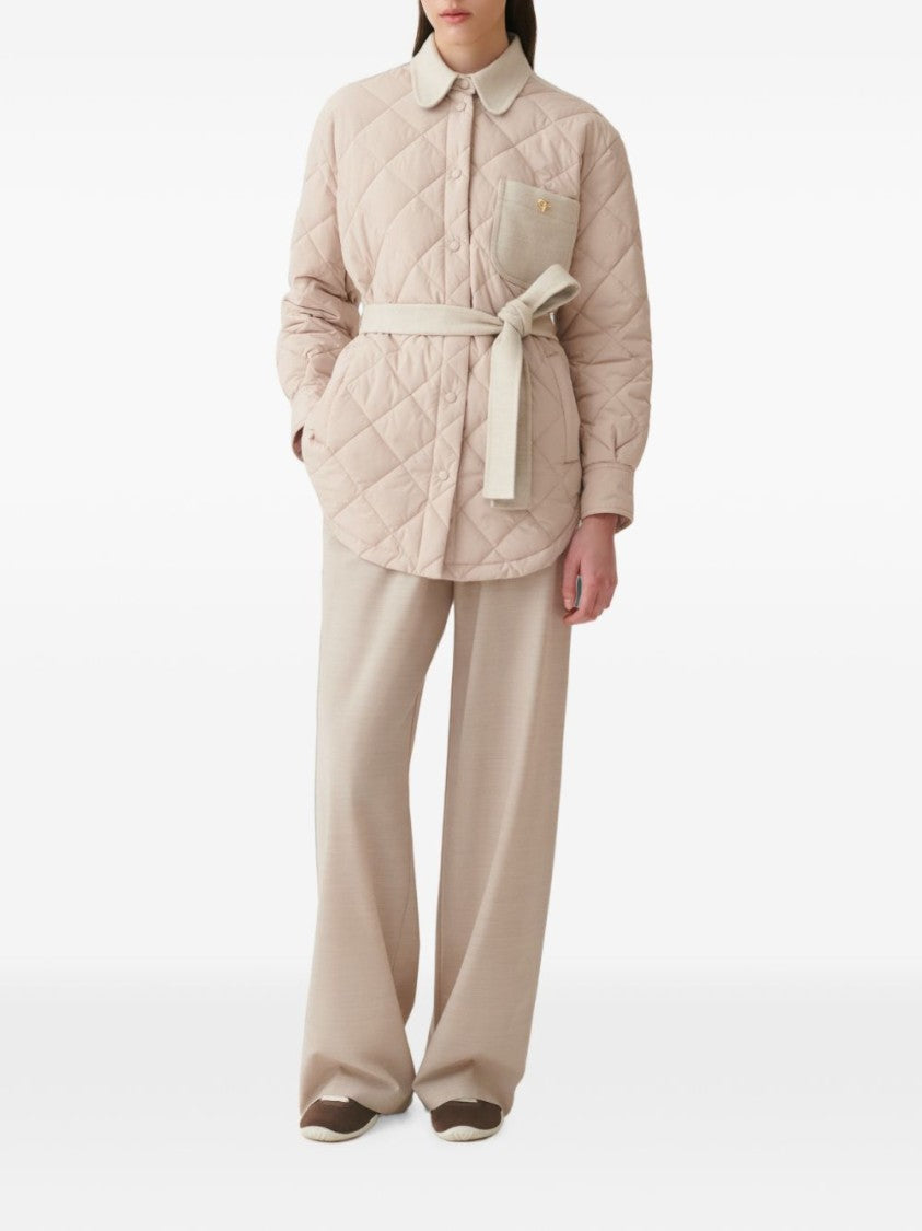 Fabiana Filippi Diamond-Quilted Decorative Gold Accents Short Coat