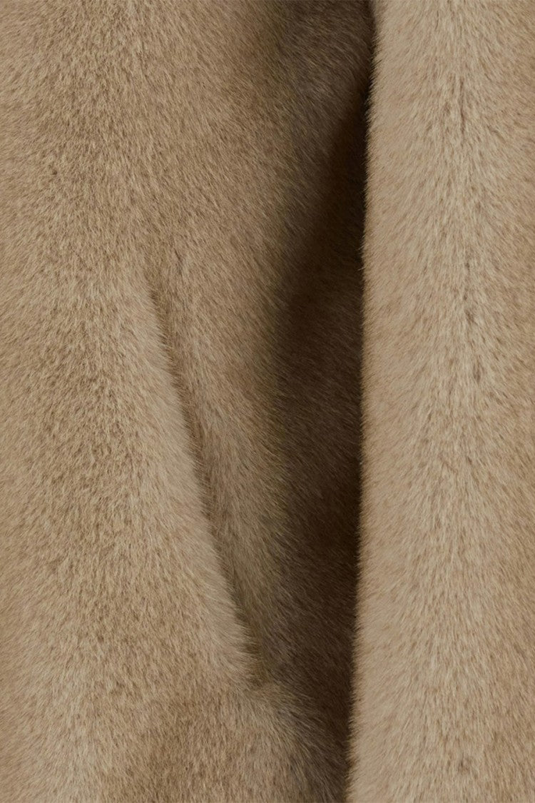 Herno Beige Polyester Fur-Effect Hooded Jacket