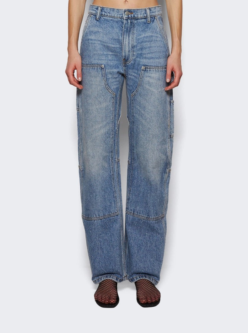 Alexander Wang High Waisted Bowed Carpenter Pant Classic Worn Indigo