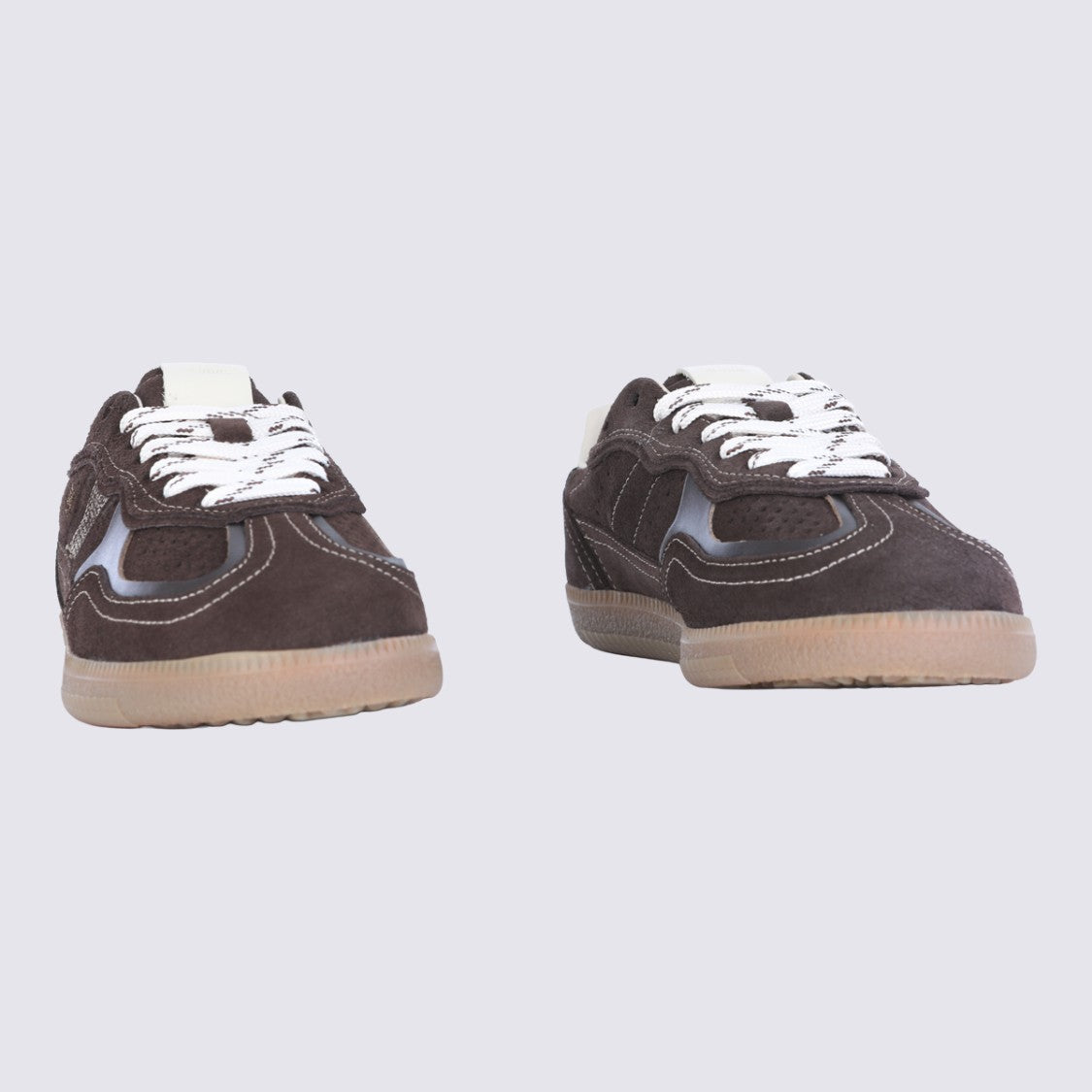 Alohas Dark Brown Suede Sneakers With Translucent Panels
