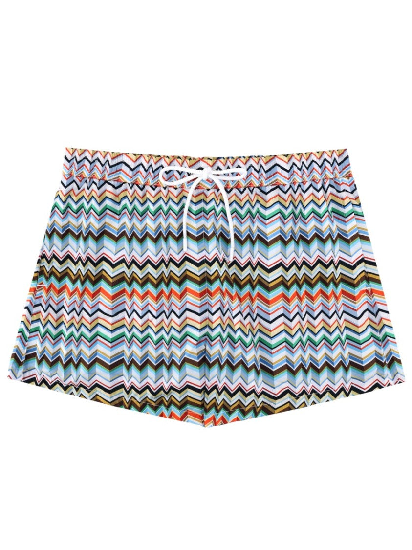 Missoni Multicolor Zigzag Pattern Polyester Swim Shorts