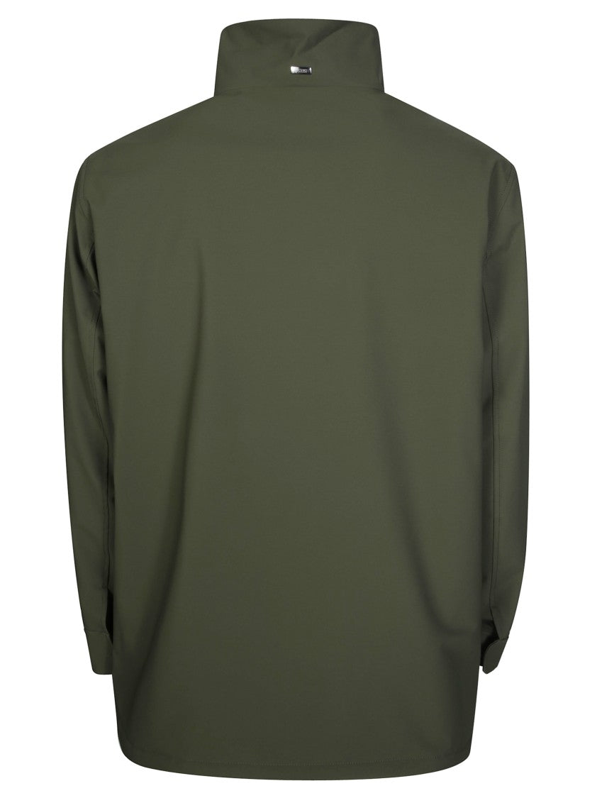 Herno Green Minimalist High-Collar Jacket