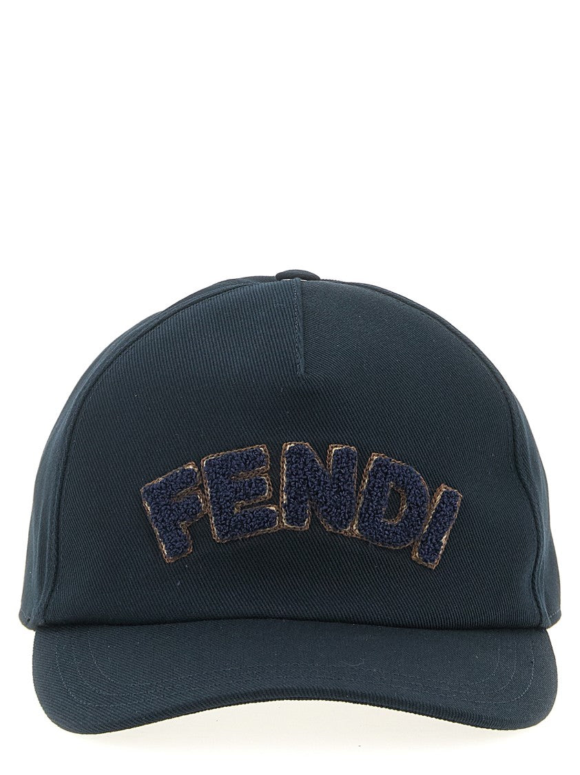 Fendi Cotton Canvas Cap With Fendi Terry Patch And Adjustable Strap
