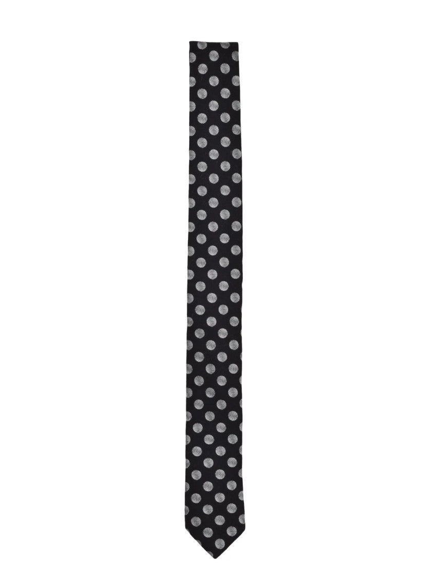 Dolce & Gabbana Slim Black Tie With Modern Circular Pattern