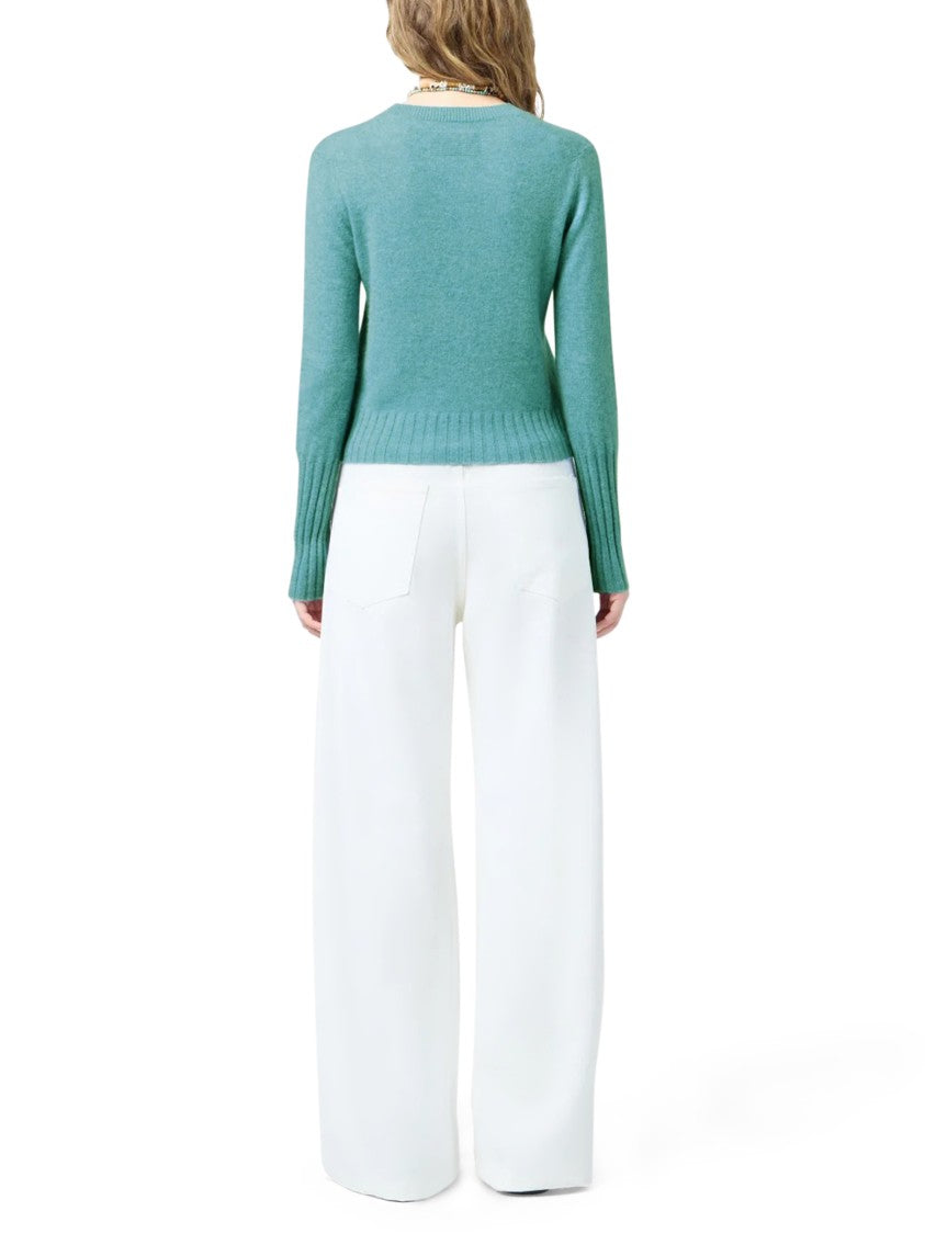 Guest In Residence Classic Crew Neck Sweater In Solid Pink Cotton
