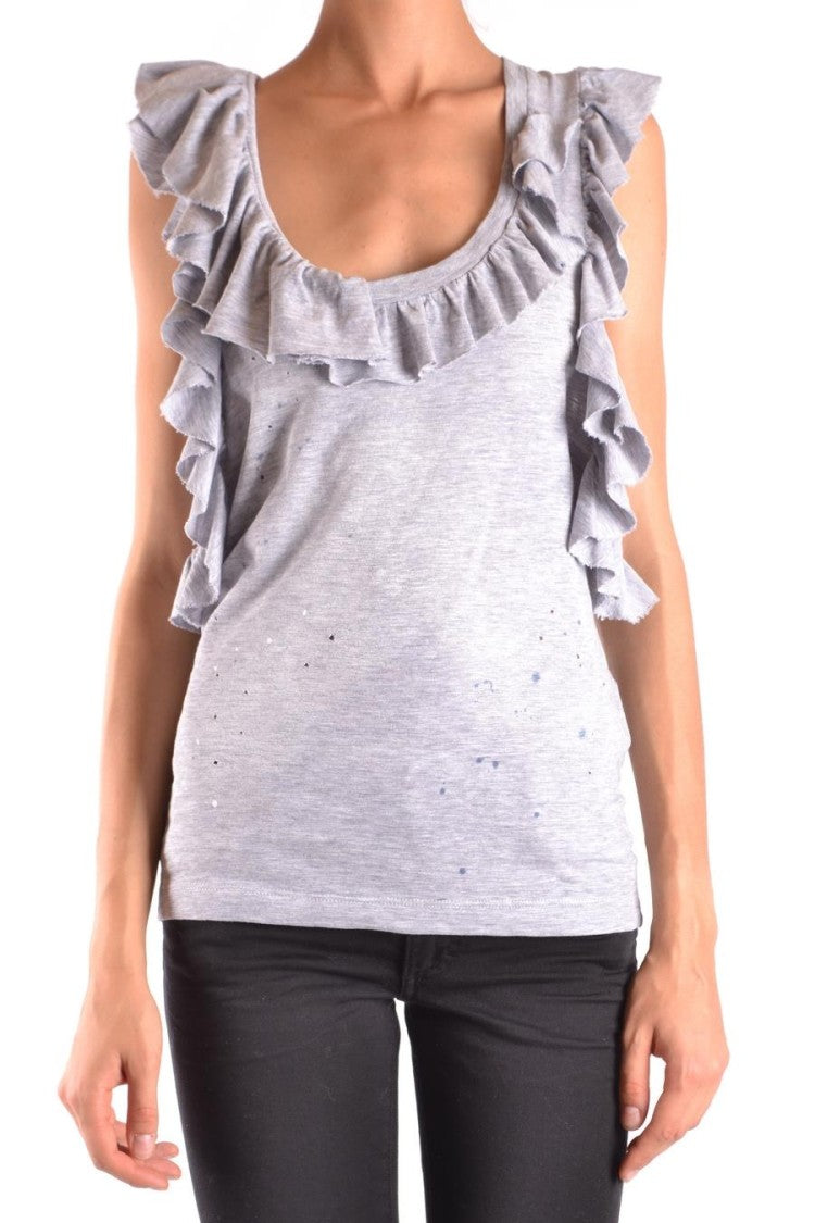Dsquared2 Light Grey Ruffled Detail Top