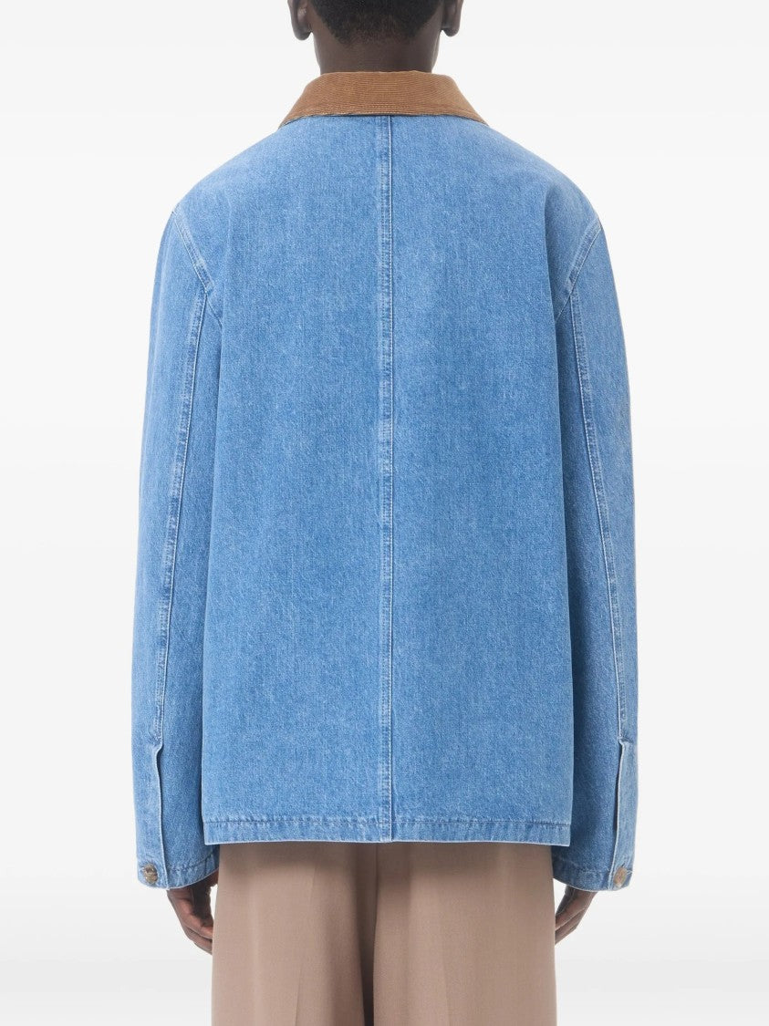 Valentino Giubbino Denim Corduroy Collar Jacket