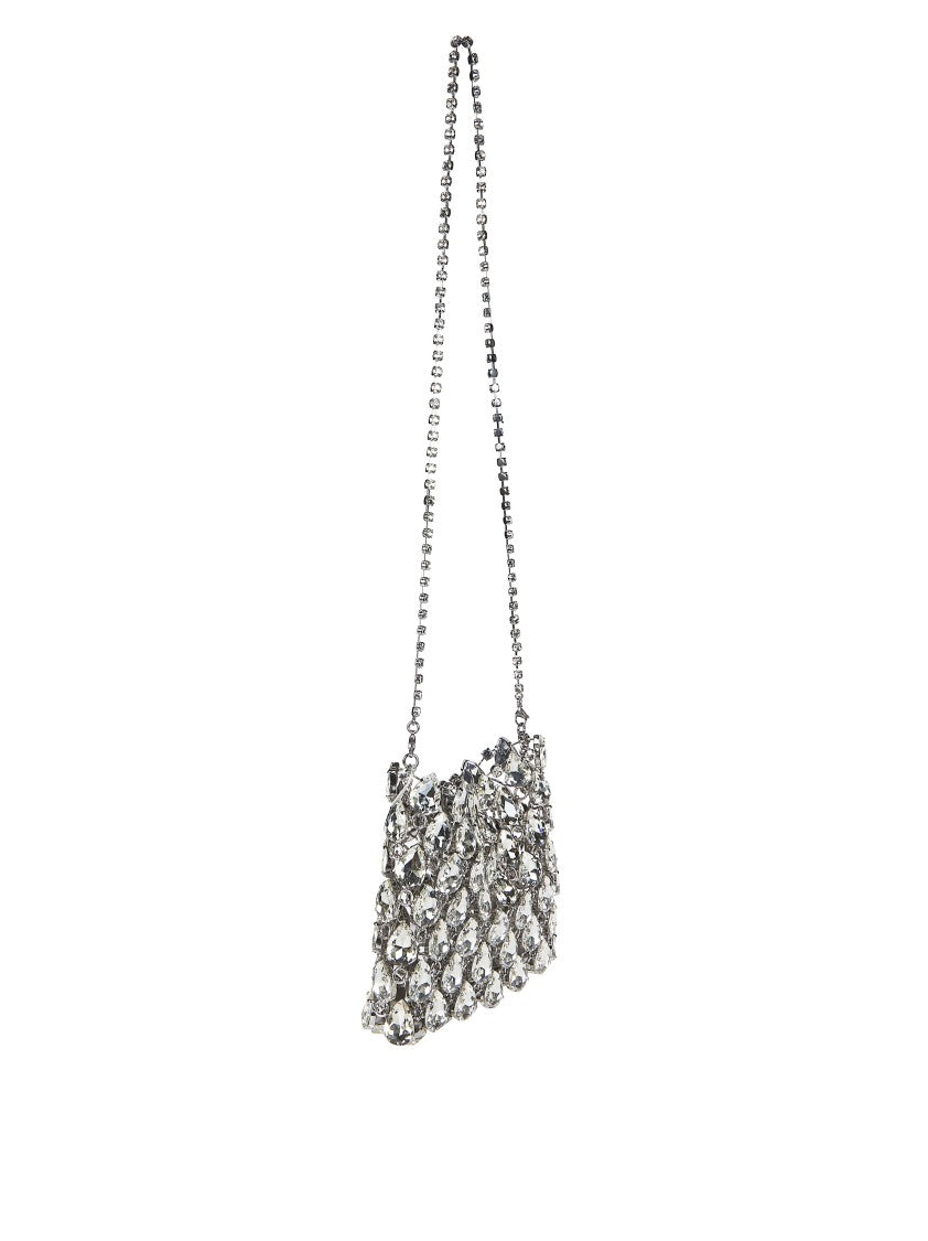 Self-Portrait Silver Crystal Chainmail Grid Mini Handbag