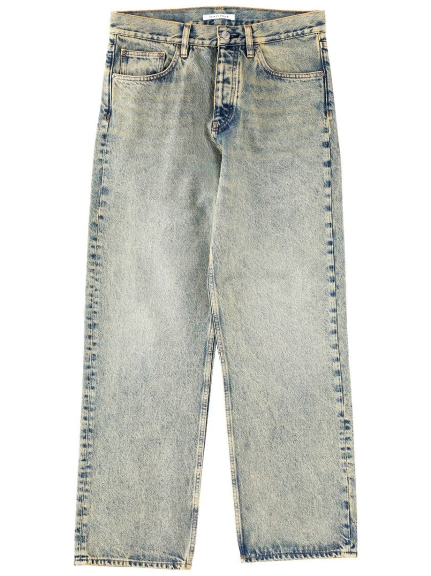 Sunflower Faded Wash Cotton Wide Jeans