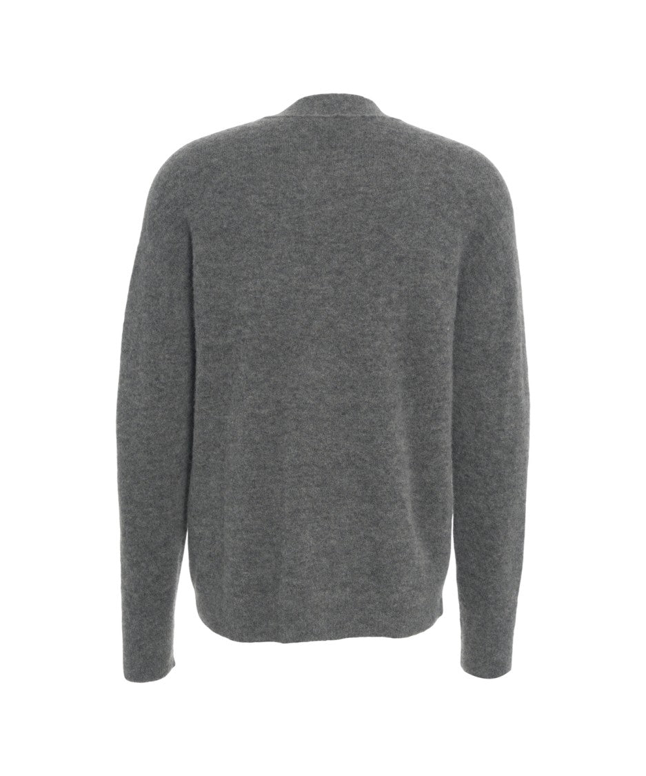 Atomo Factory Luxurious Virgin Wool Cardigan With Textured Knit And V-Neckline