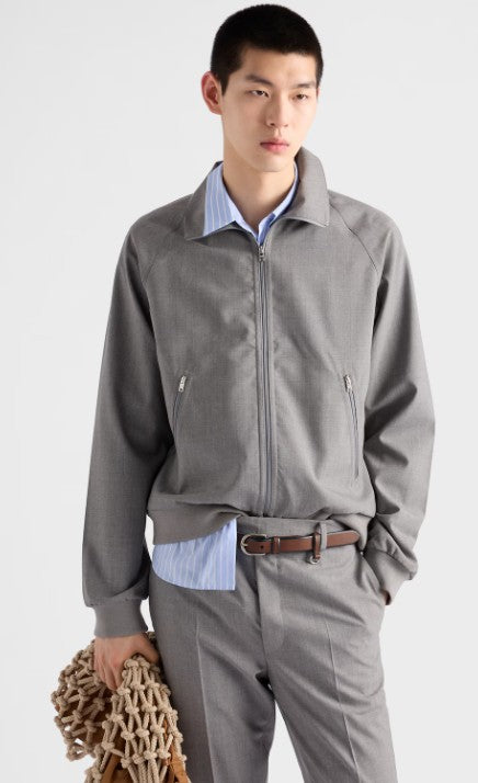 Prada Tailored Grey Coat With High Collar