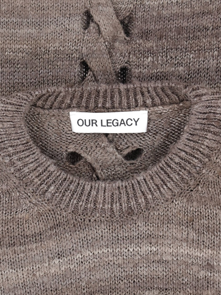 Our Legacy Brownish-Grey Textured Knit Loose Sweater