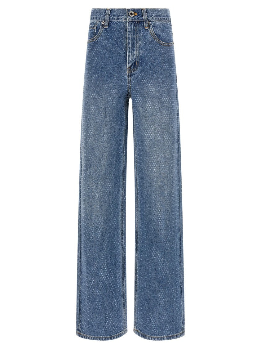 Self-Portrait 'Rhinestone Denim Straight Leg' Jeans