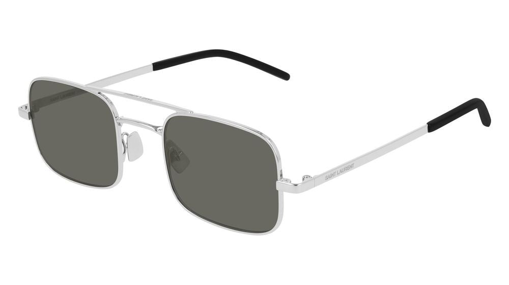 Saint Laurent Silver Square Metal Frame Sunglasses