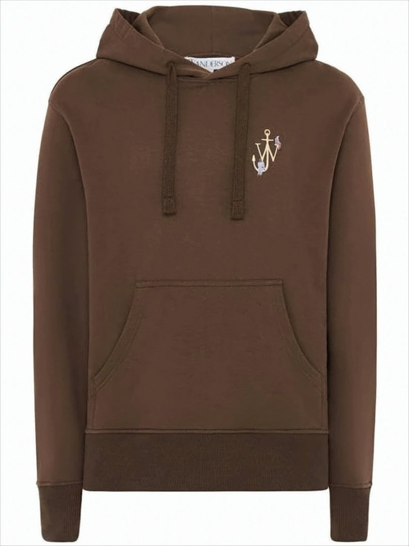J. W. Anderson Relaxed Fit Brown Hoodie With Embroidered Logo