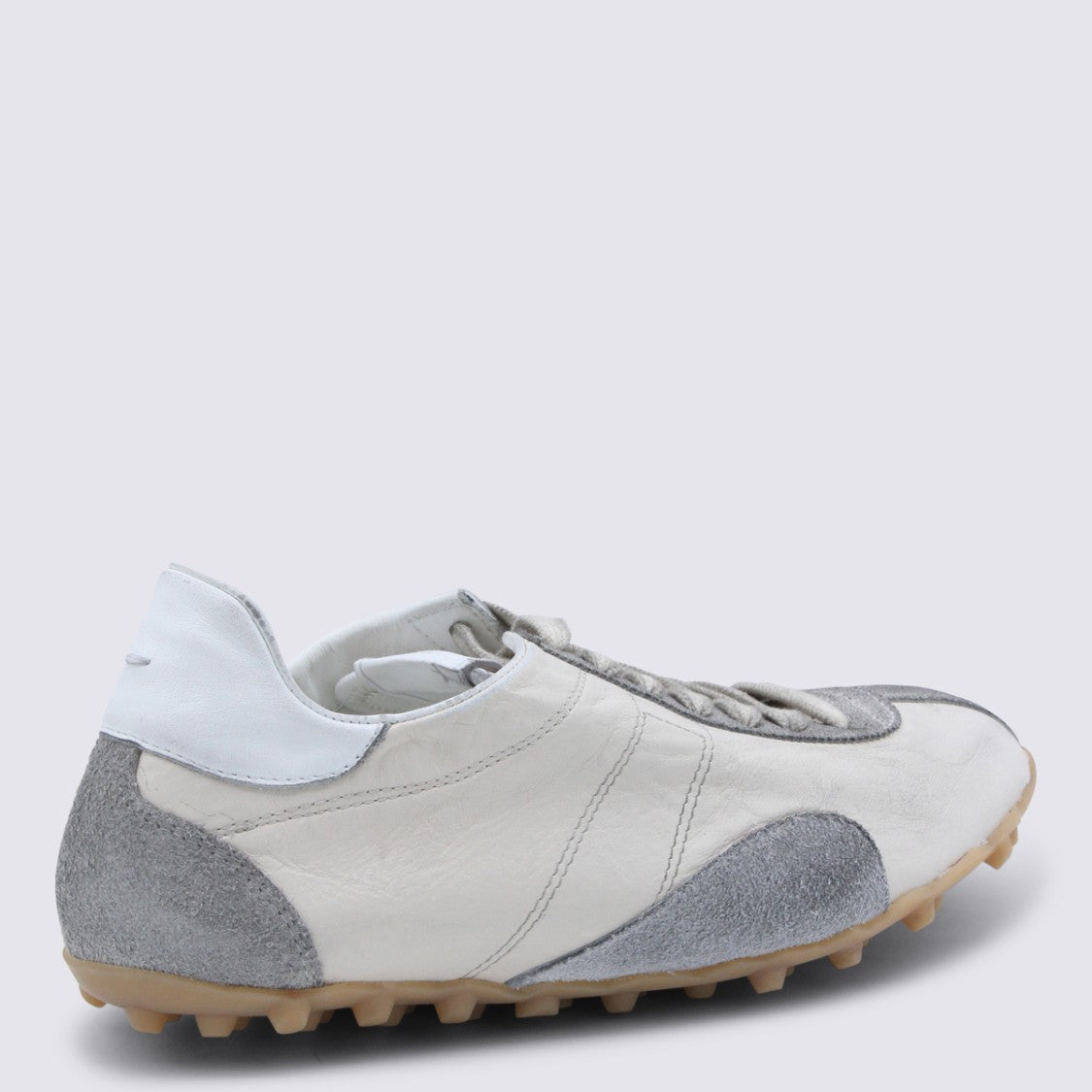 Maison Margiela Low-Top White Leather Sneakers With Central Stripe Detail